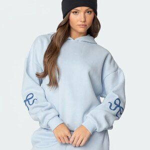 NWT Edikted Bonney Bow Detail Hoodie Size XL in Blue